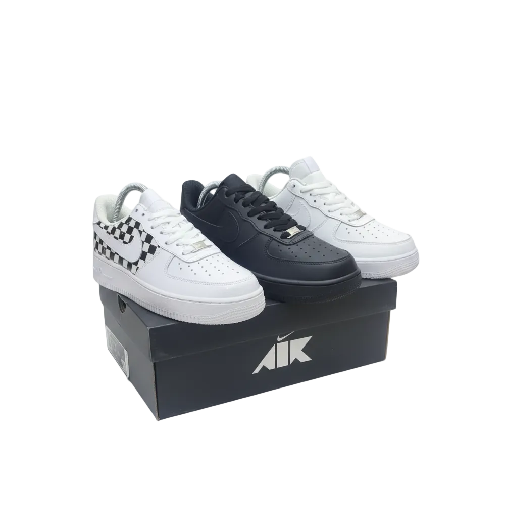 Three sneakers with clean background